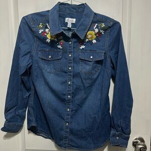 D & co denim & company blue jean shirt